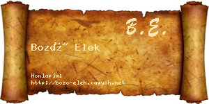 Bozó Elek névjegykártya